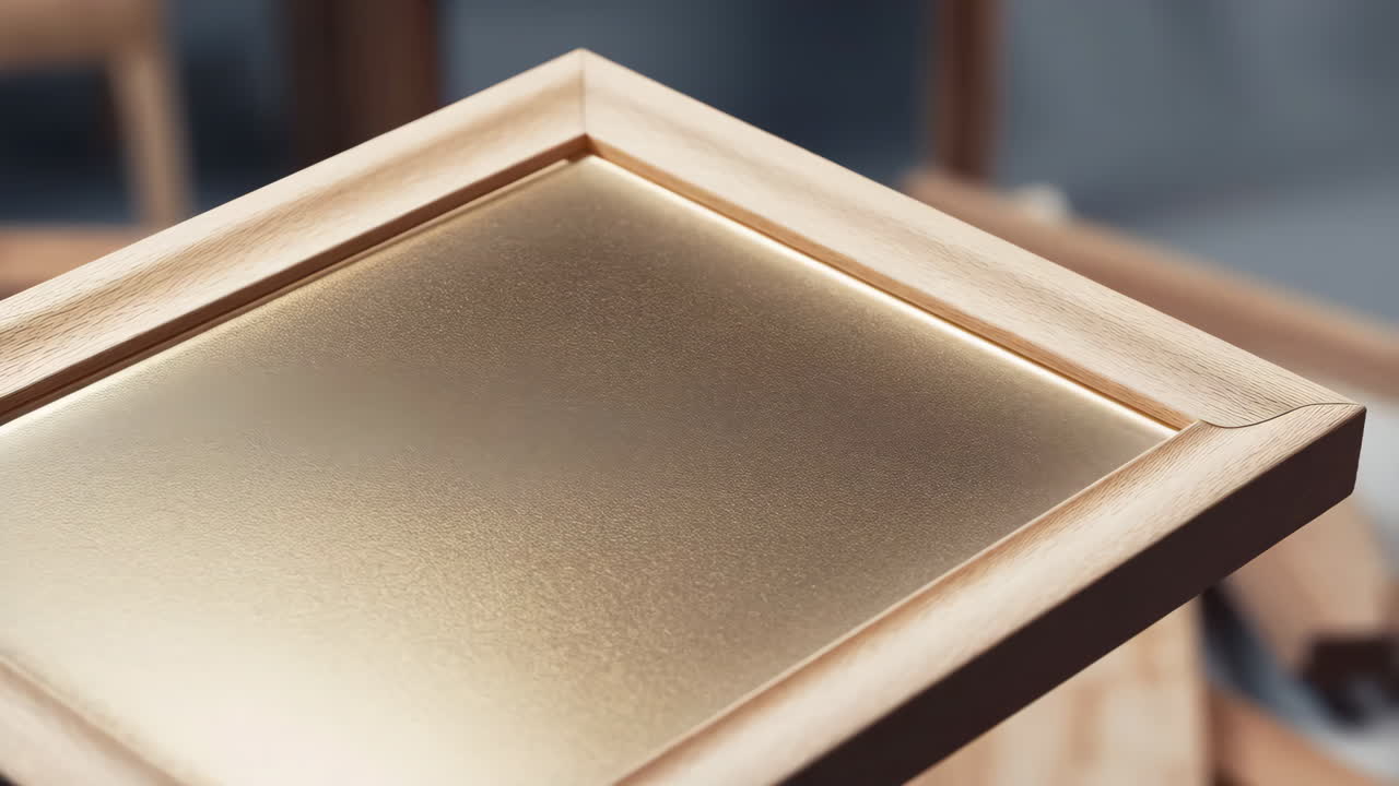 Empty Wooden Picture Frame with Gold Insert