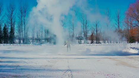 when its -50 outside, boiling water changes states instantly creating a very cool effect