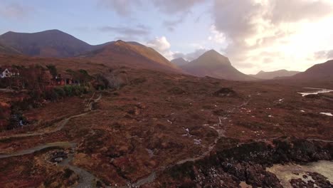 Isle-of-Skye-Aerial-Footage-mountains,-Cuillins-rivers-and-geological-formations-Clip-3---Drone