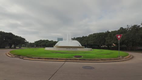 b-roll of mecom fountain in houston on a cloudy morning