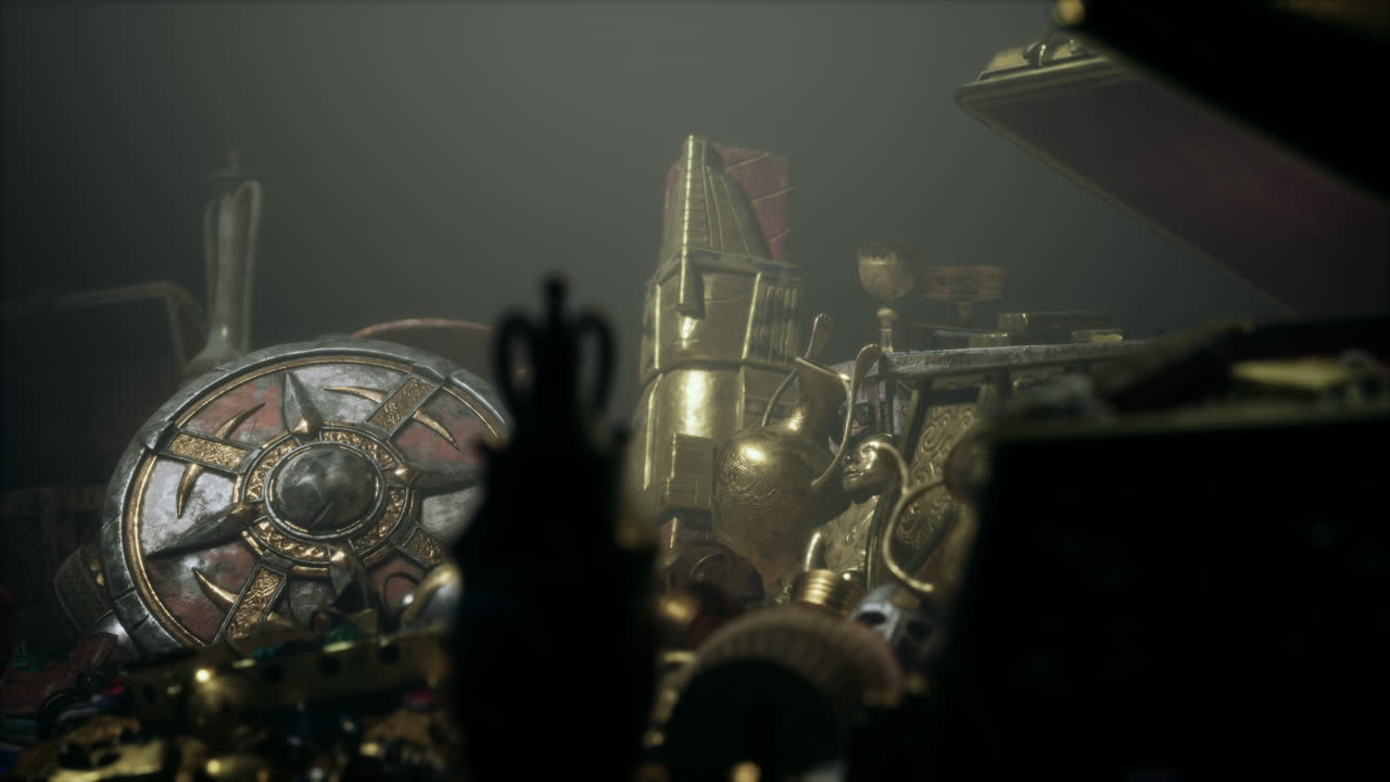 cofre del tesoro en una cueva oscura