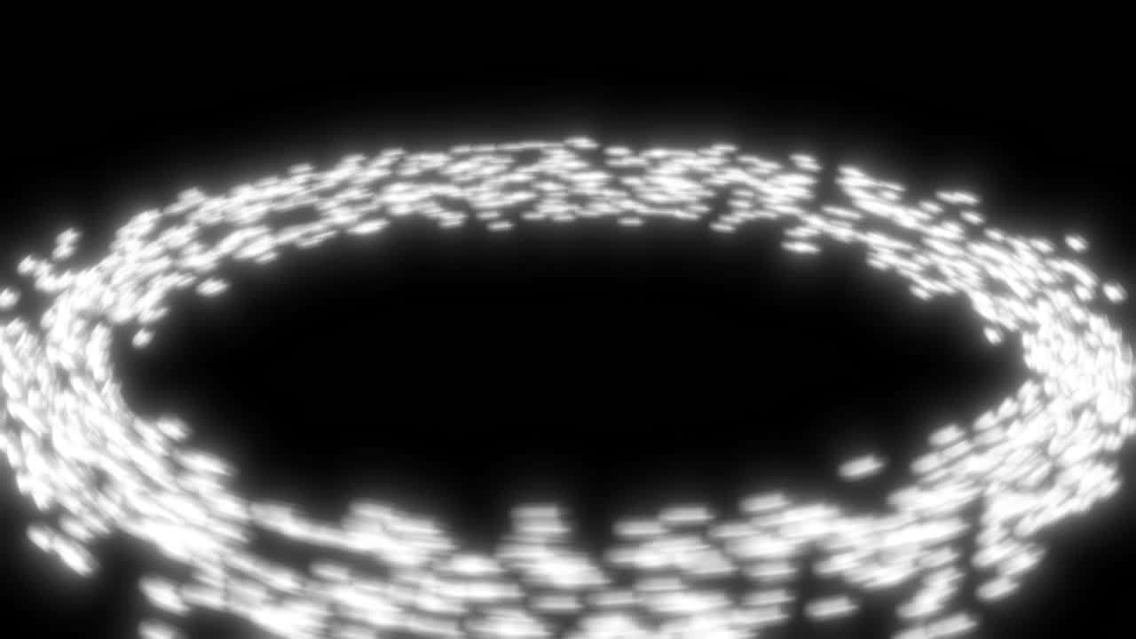 Small Particles Spining in Circular Ring at High Speed with Glowing High Energy and Motion Blur. Particle Accelerator Illustration Concept