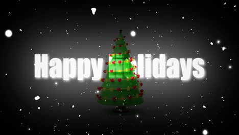 Animation-of-christmas-tree-over-happy-holidays-text