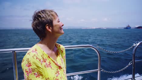 woman on a small boat