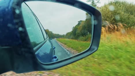 the car window shows the summer landscape