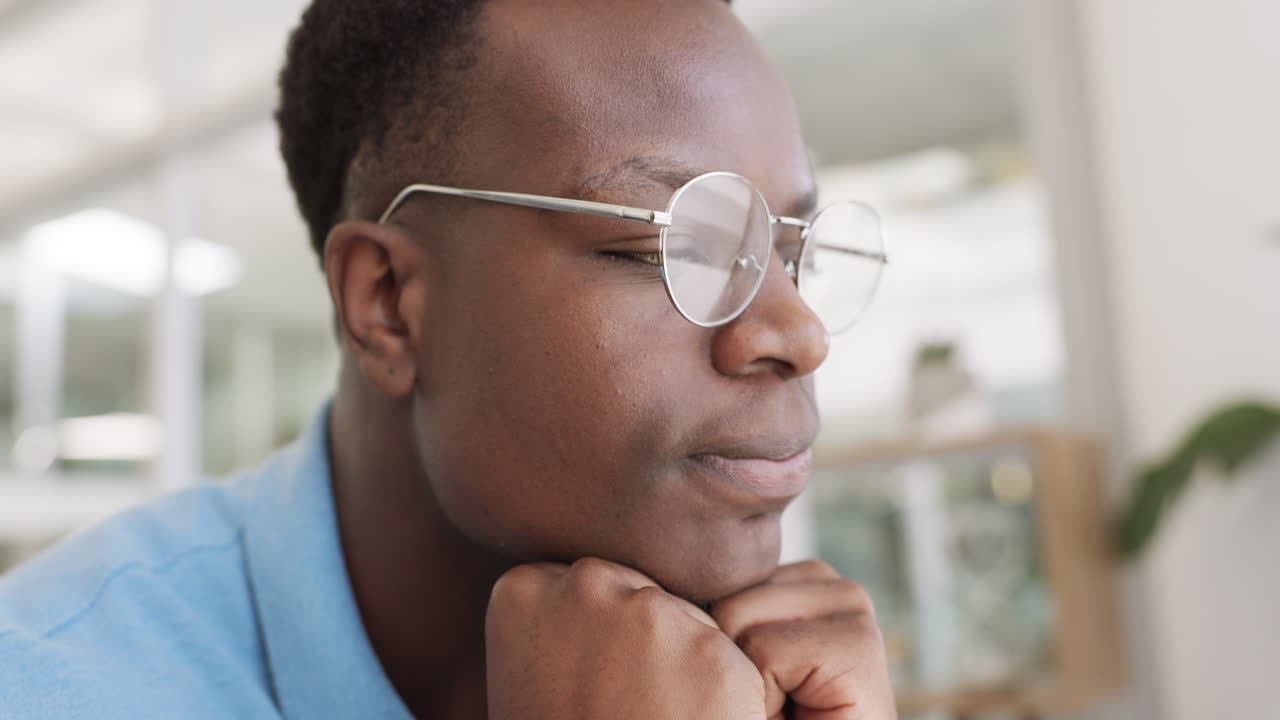 Black businessman hands, thinking