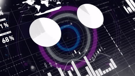 análisis de datos globales y gráficos financieros animación sobre el fondo del mapa del mundo