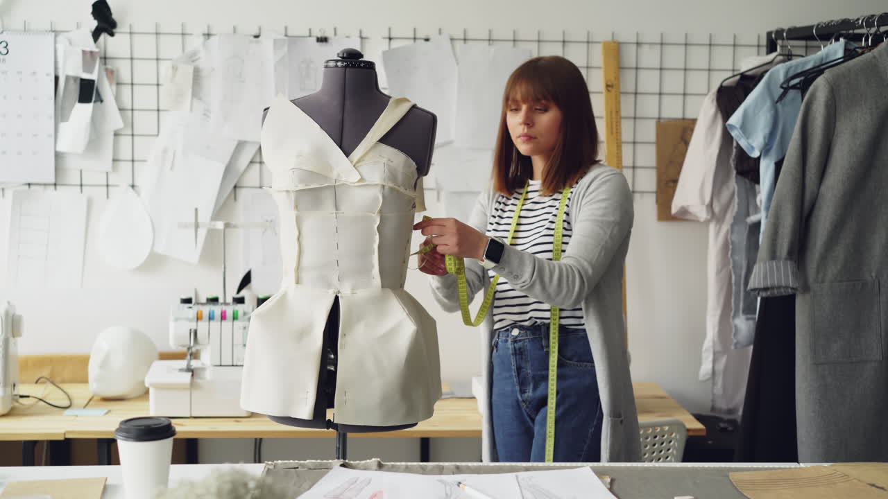 Fashion Designer Working on a Dress Design