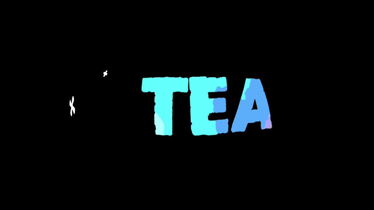 Kata TEA Berwarna-warni Beranimasi Muncul dan Menghilang