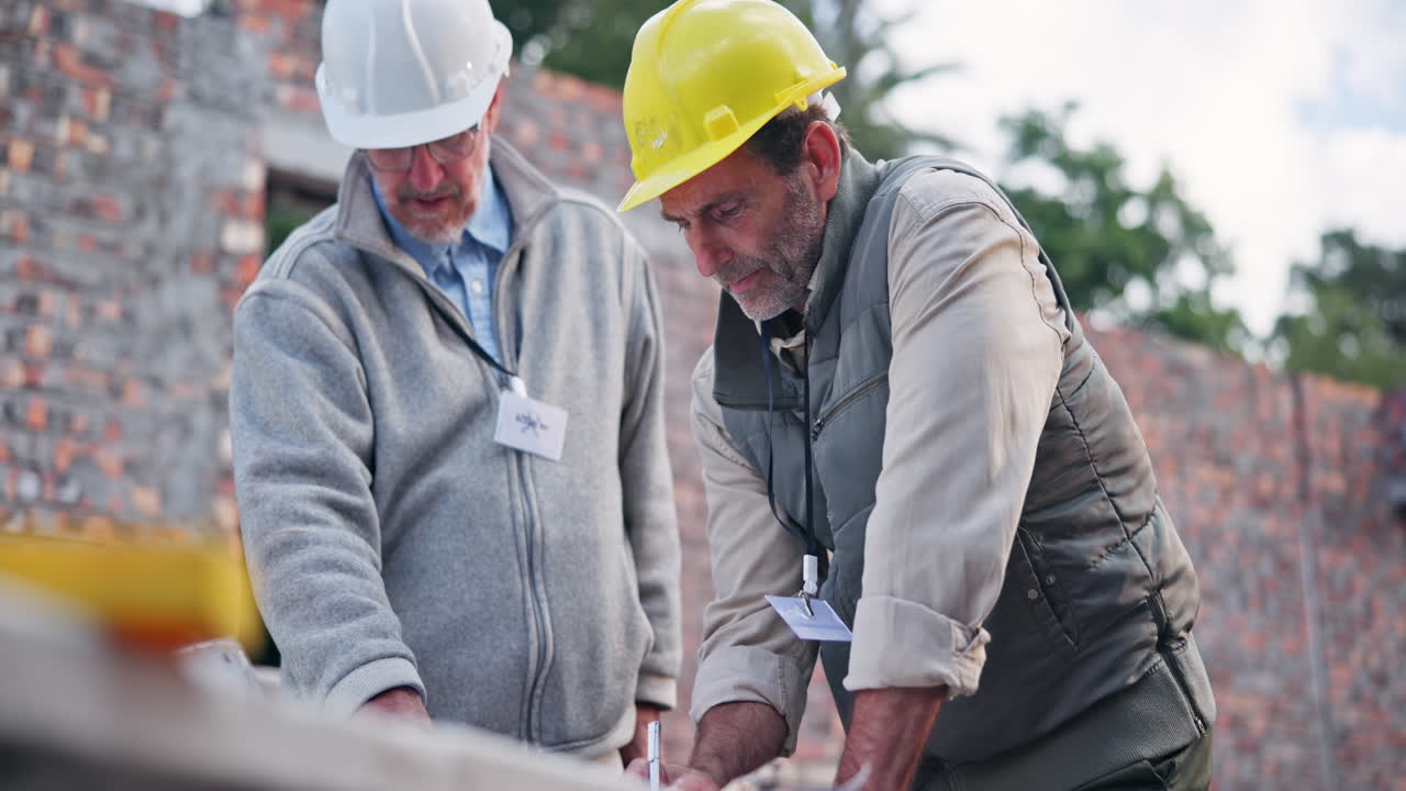 Construction workers planning at a construction site