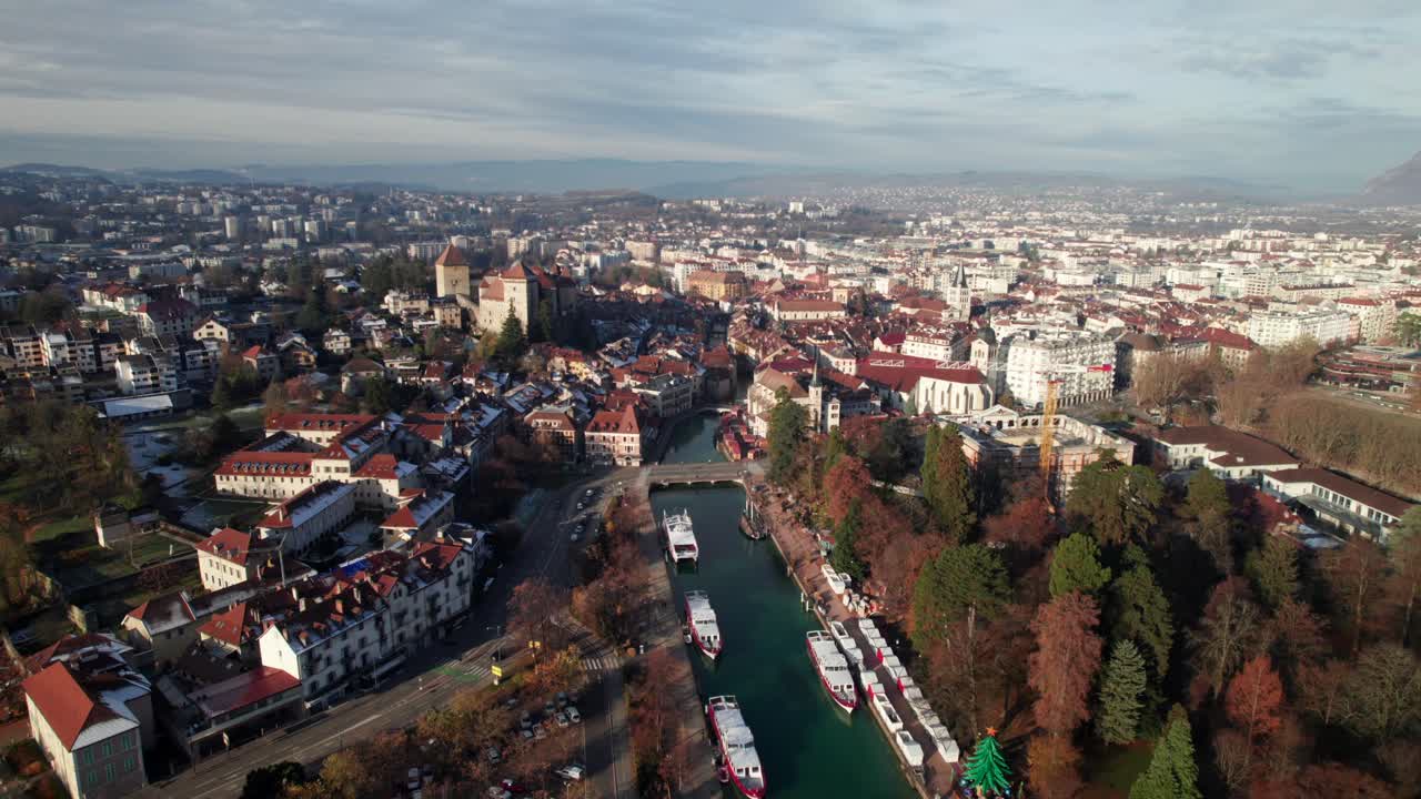 Beautiful Annecy, France, 4K aerial
