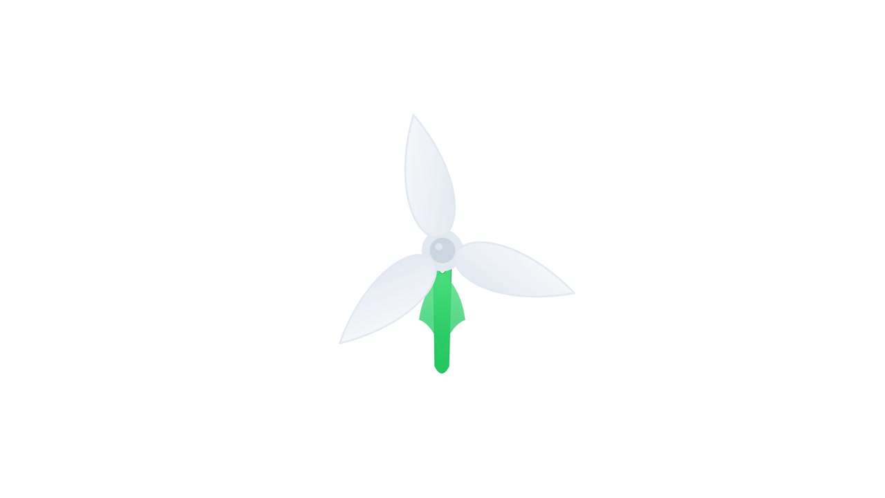 Animated Three-Bladed Wind Turbine Icon on White Background