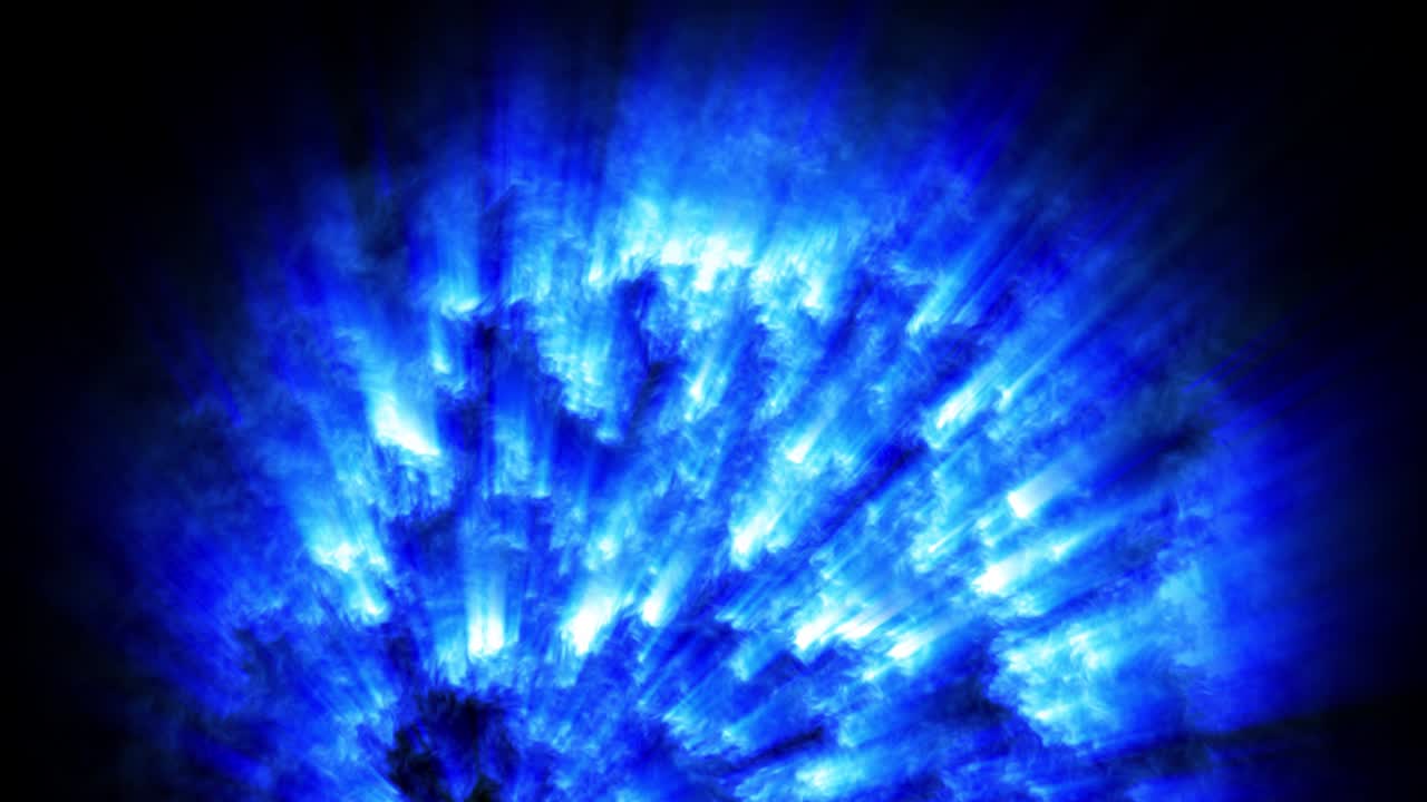 빛을 발사하는 표면에서 불타는 별 4k 추상 루프 공간 배경 높은 에너지 는 물질, 마법 공 또는 불 공, 빛 광선과 함께 공상 과학 테마