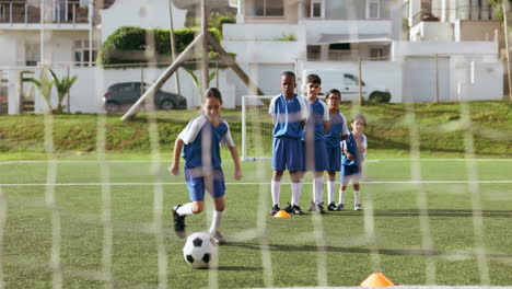 Sports-team-celebrate,-soccer-ball