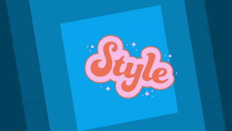 animation of style text on blue squares backgroud