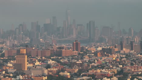 aerial view of new york city on a humid summer morning