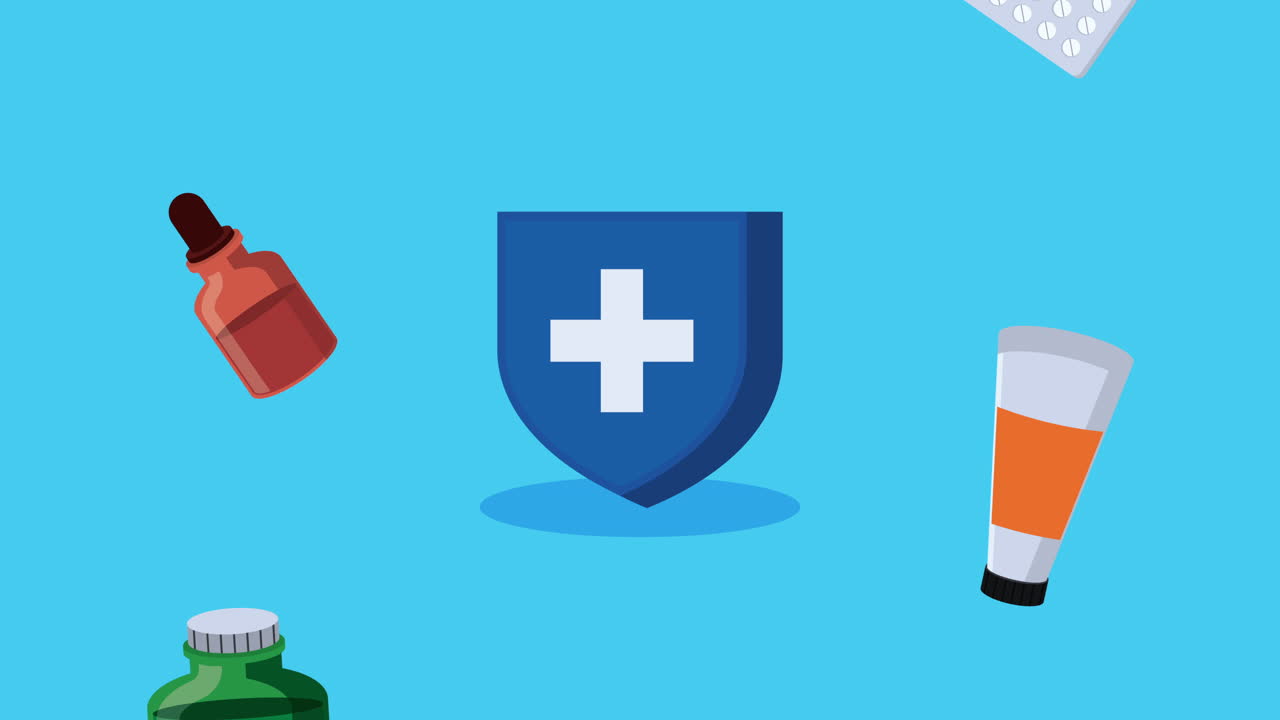 scudo medico con modello di farmaci