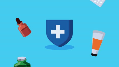 medical shield with medicines pattern