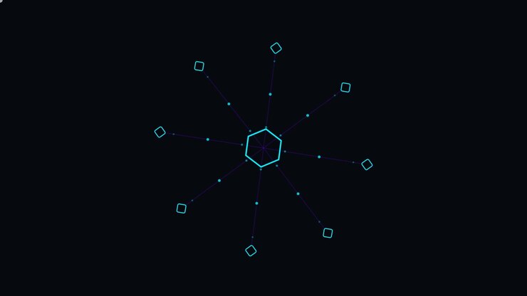 Abstract Digital Hexagonal Network Animation on Dark Background
