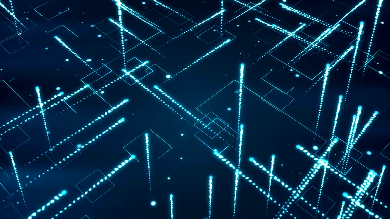 fondo tecnológico abstracto con rayas y partículas. animación de bucle sin costuras.