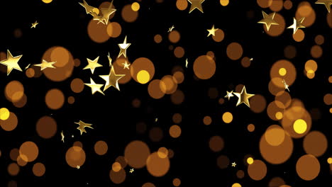 golden stars and circles floating on black background, creating magical animation