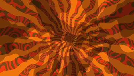 abstract background animation with chaotic orange swirls: dynamic fluid motion in a groovy 60s design with vibrant, kaleidoscopic patterns and bold, nostalgic textures