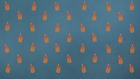 animación de filas de hojas de naranja de otoño sobre fondo azul