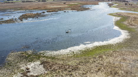 Flooded-Marshland's-by-Utah-Lake-in-Orem,-Utah---Aerial