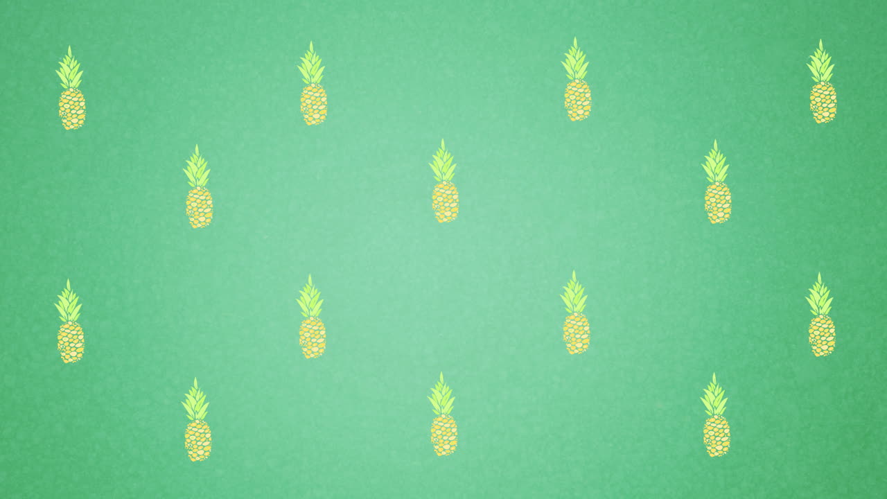 초록색 배경 에 떠다니는 단일 파인애플 의 애니메이션