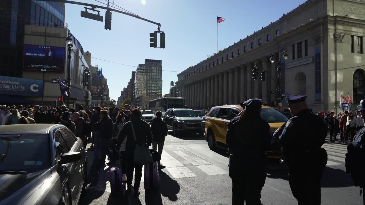 At Madison Square Garden, Trump’s supporters gather in the sunshine, their energy palpable in the heart of New York