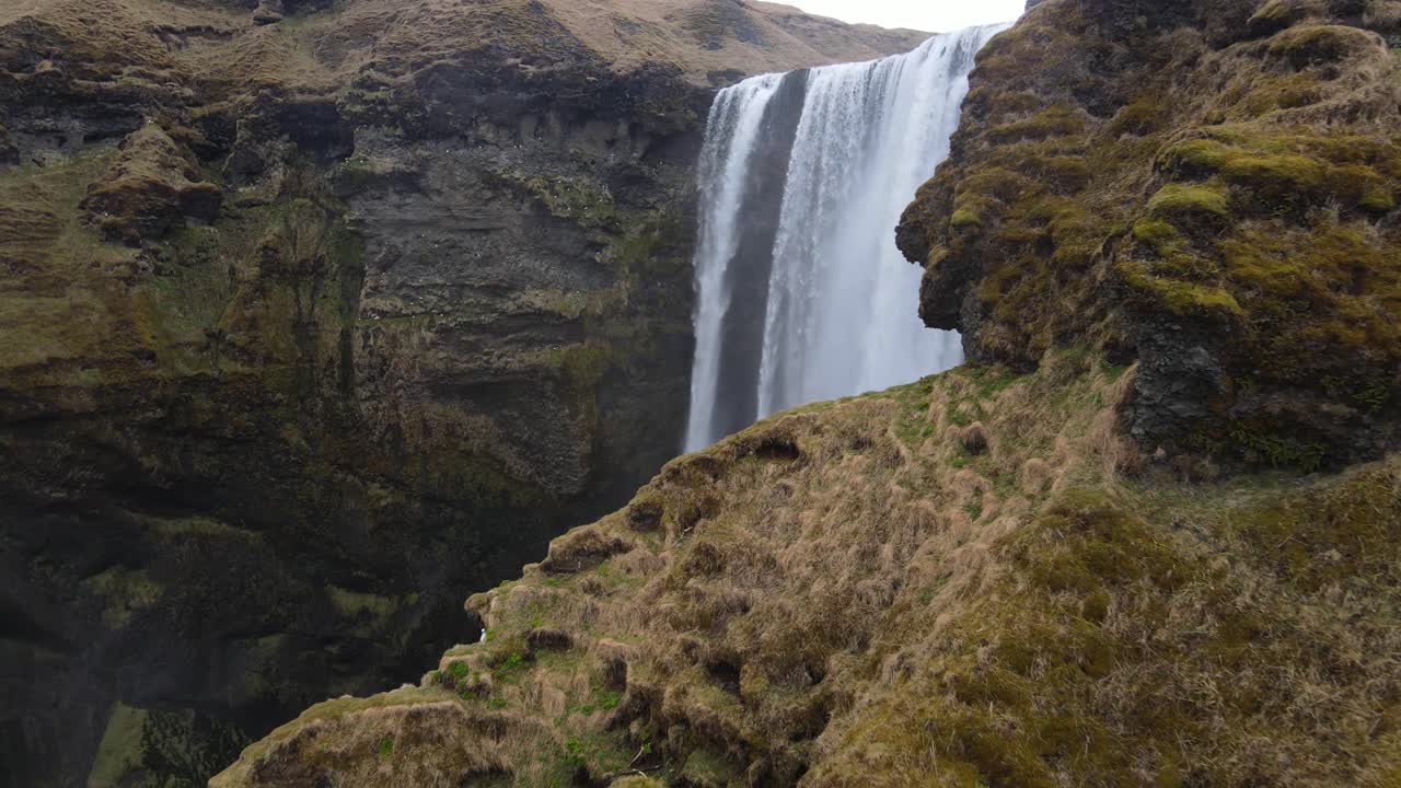 Iceland Waterfall Skogafoss Aerial Drone 5.mp4