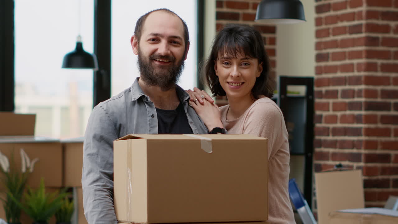 Portrait of life partners buying house on loan to move in