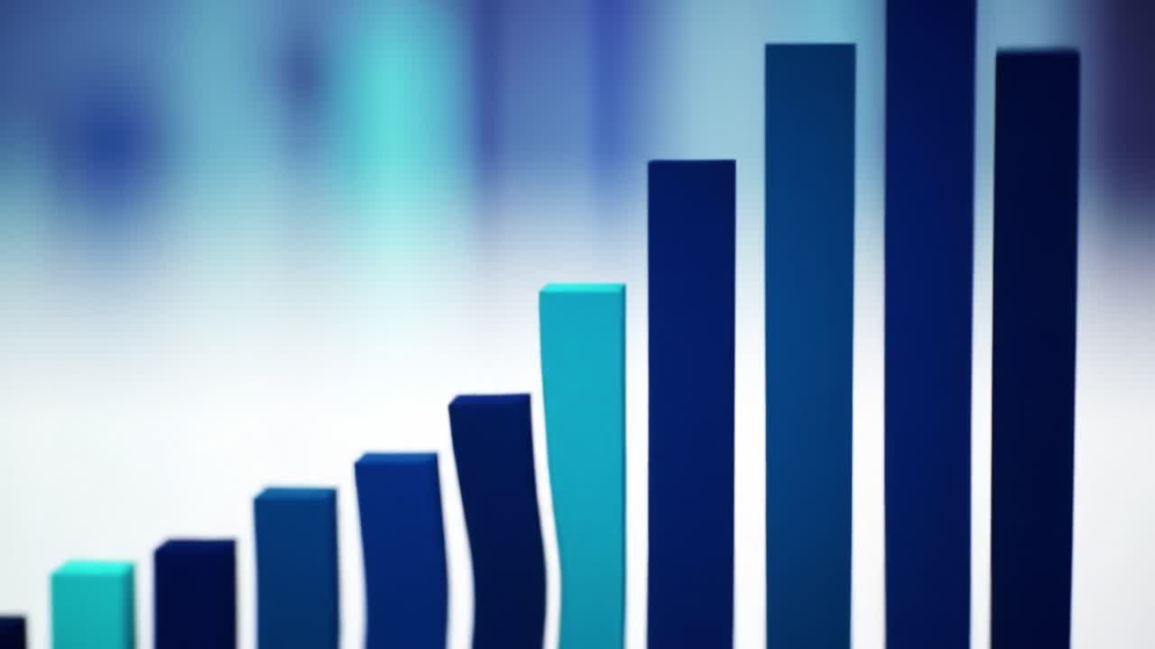 Visual representation of increasing business metrics displayed through animated bar graphs during a digital conference in 2023 focused on growth strategies.