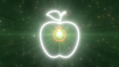 portal móvil en forma de manzana abstracto con luces de neón brillantes y brillantes túnel - animación de fondo de movimiento de bucle vj sin costuras de 4k