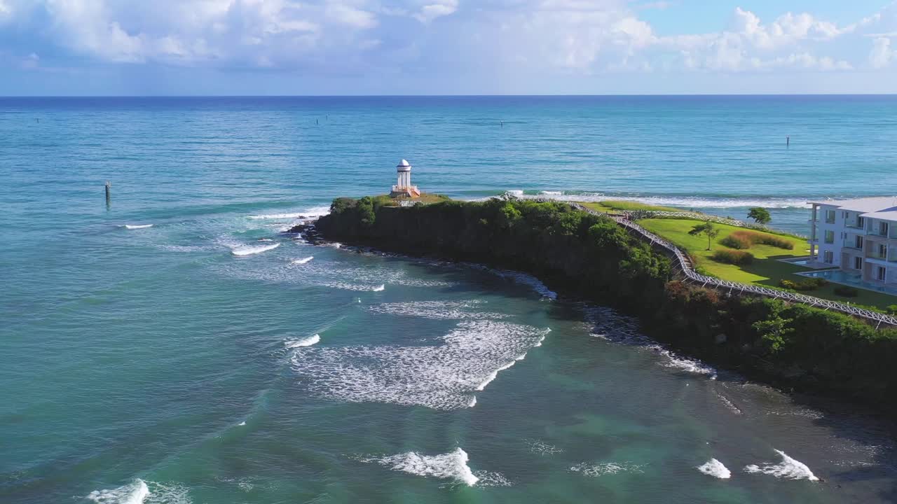 Aerial shot and copy-space at Puerto Plata cape viewpoint, Dominican Republic