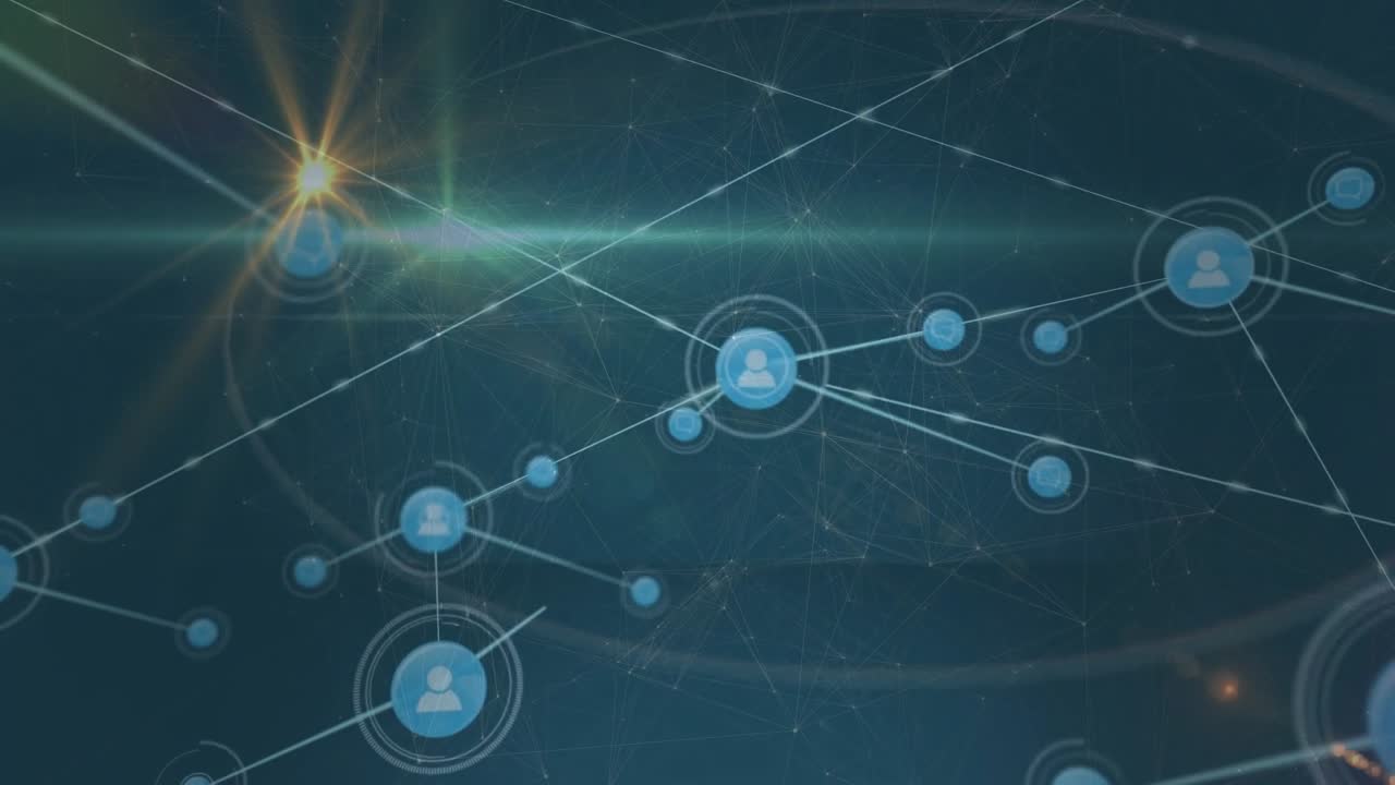 Animation of connections over lights on navy background