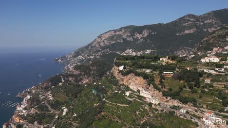 italian amalfi coastline from the drone's view