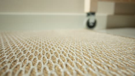 close-up view of a beige and cream colored woven area rug