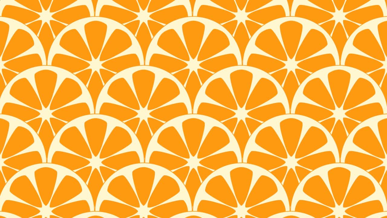 patrón geométrico sin costuras con naranjas en rodajas. fondo animado e ilustración.