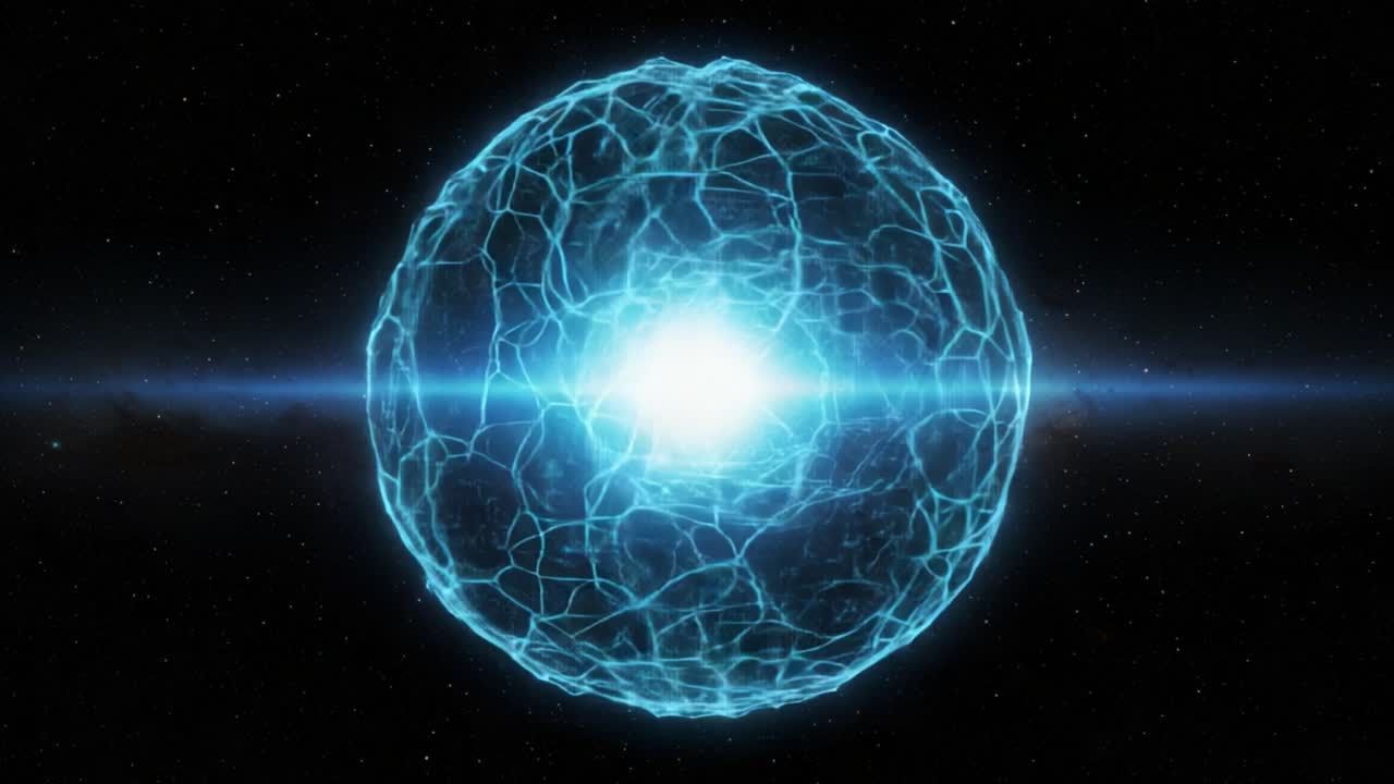 Glowing Blue Energy Orb in Space