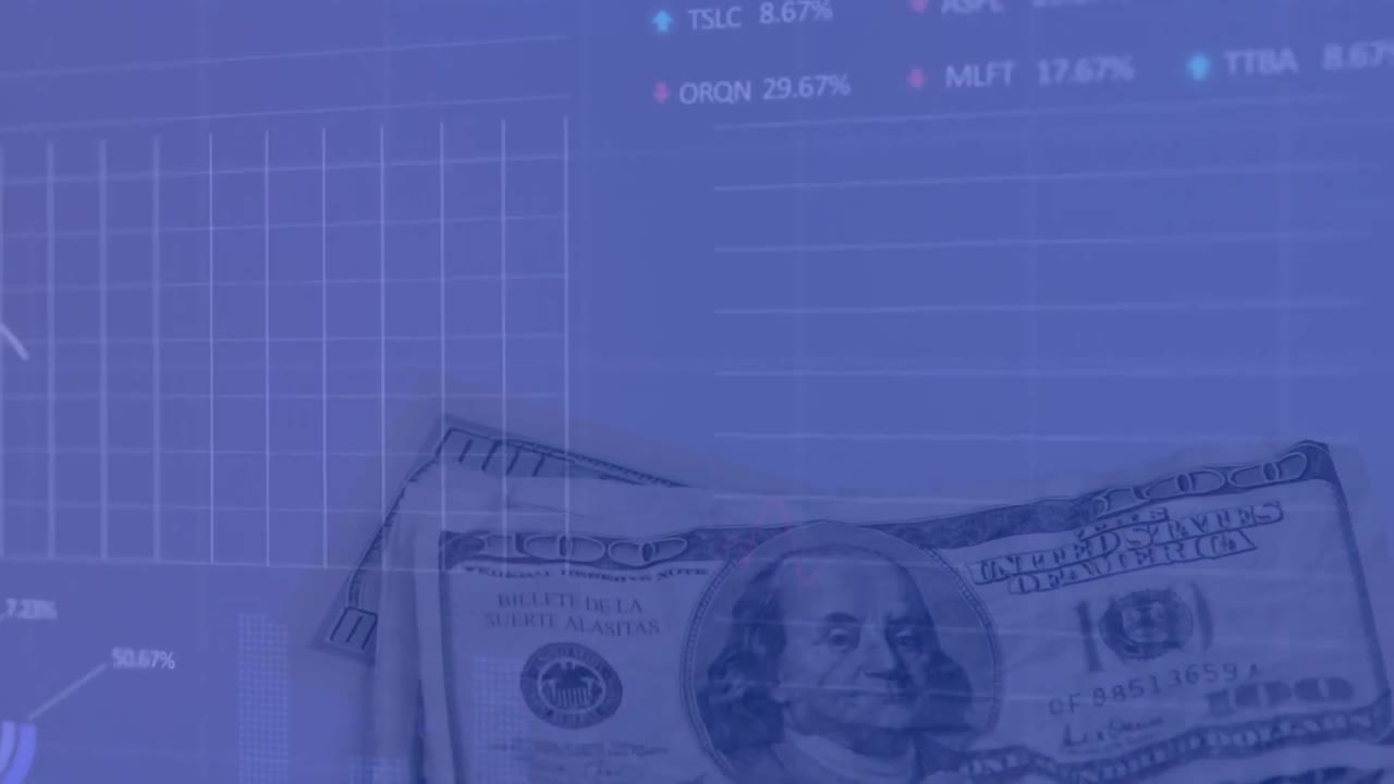 Animation of data processing over banknotes