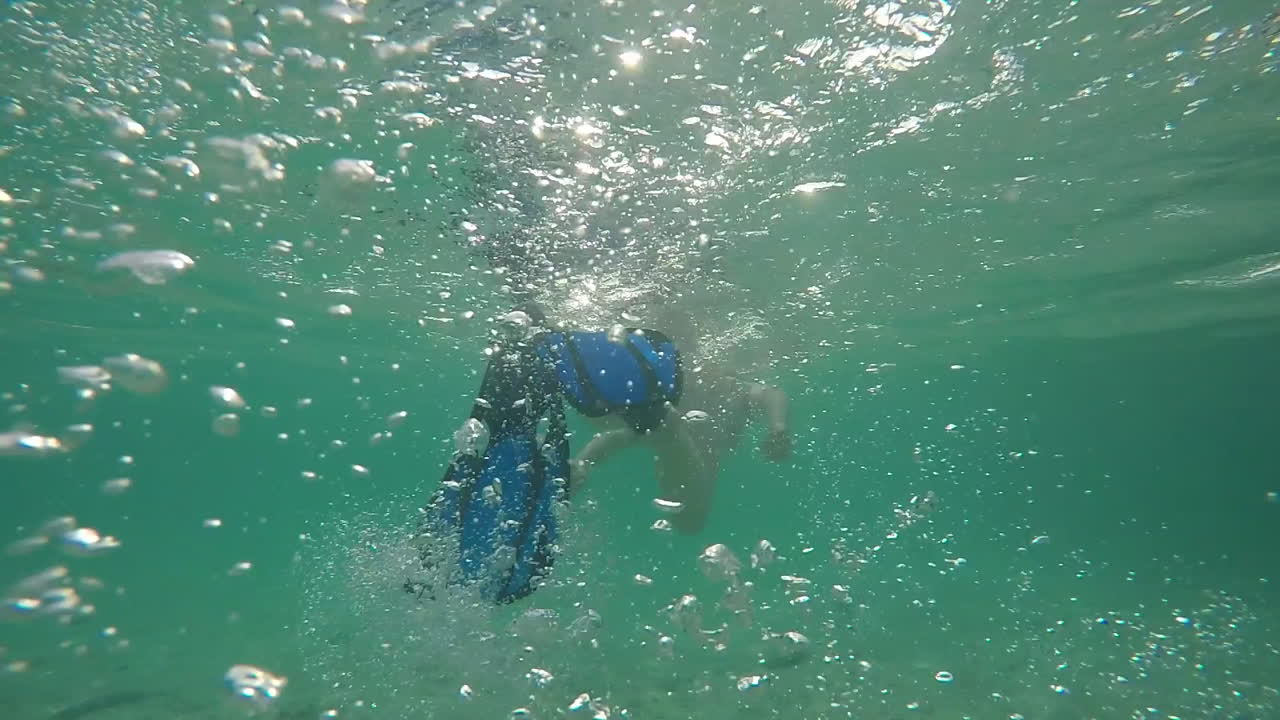 60fps 뒤에서 스노클링 핀 영상