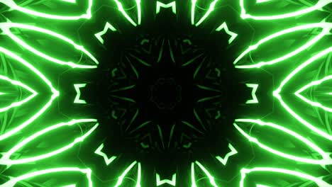 vj loop green neon kaleidoscope. seamless animation.