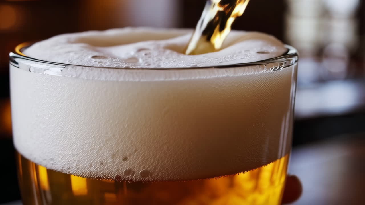 컵에 맥주를 부는 것