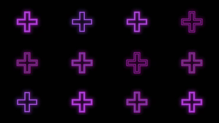 Pulsing neon purple crosses pattern in rows 7