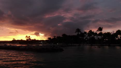 Sunset-above-the-sea-in-Guadeloupe-with-drone