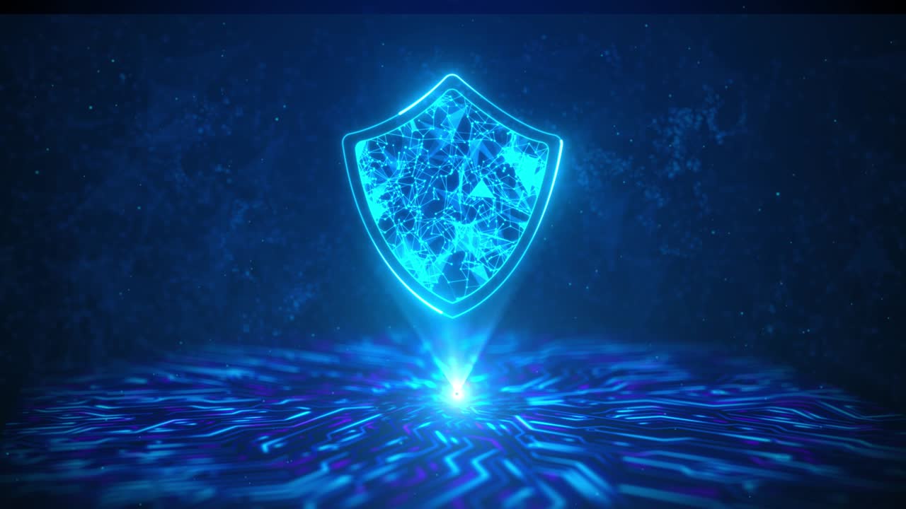 Digital Cyber Security Privacy Business Technology Concept. Padlock With Keyhole icon 4K data background.