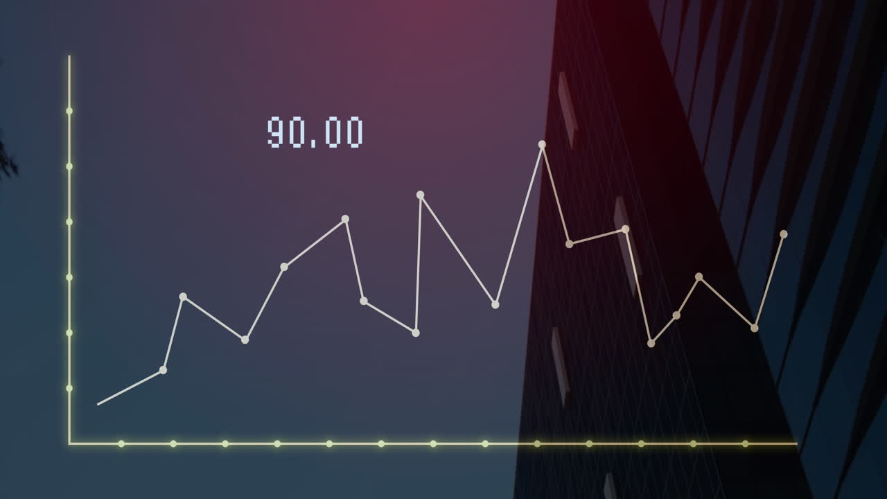 Animation of cityscape over data processing
