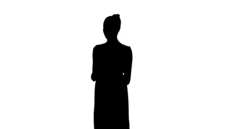 Frau-Sendet-Text-In-Schwarzer-Silhouette