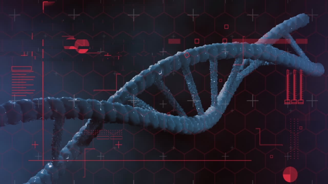 Animation of data processing over dna strand